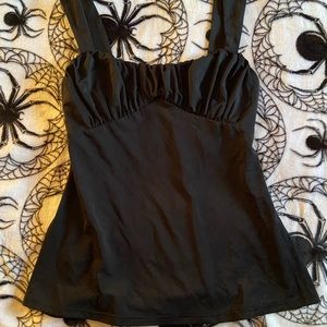 Vintage Frederick’s of Hollywood Black Ruffled Tank Top